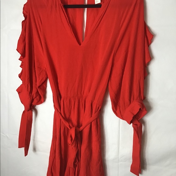 H&M red ruffle  sleeve shorts romper size 6 - Picture 8 of 10